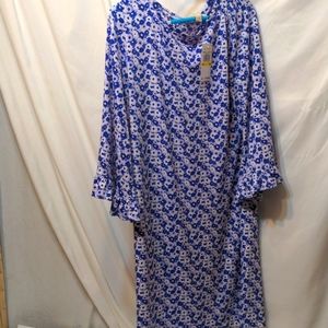 New Michael Kors blue and white floral dress with bell sleeves size medium